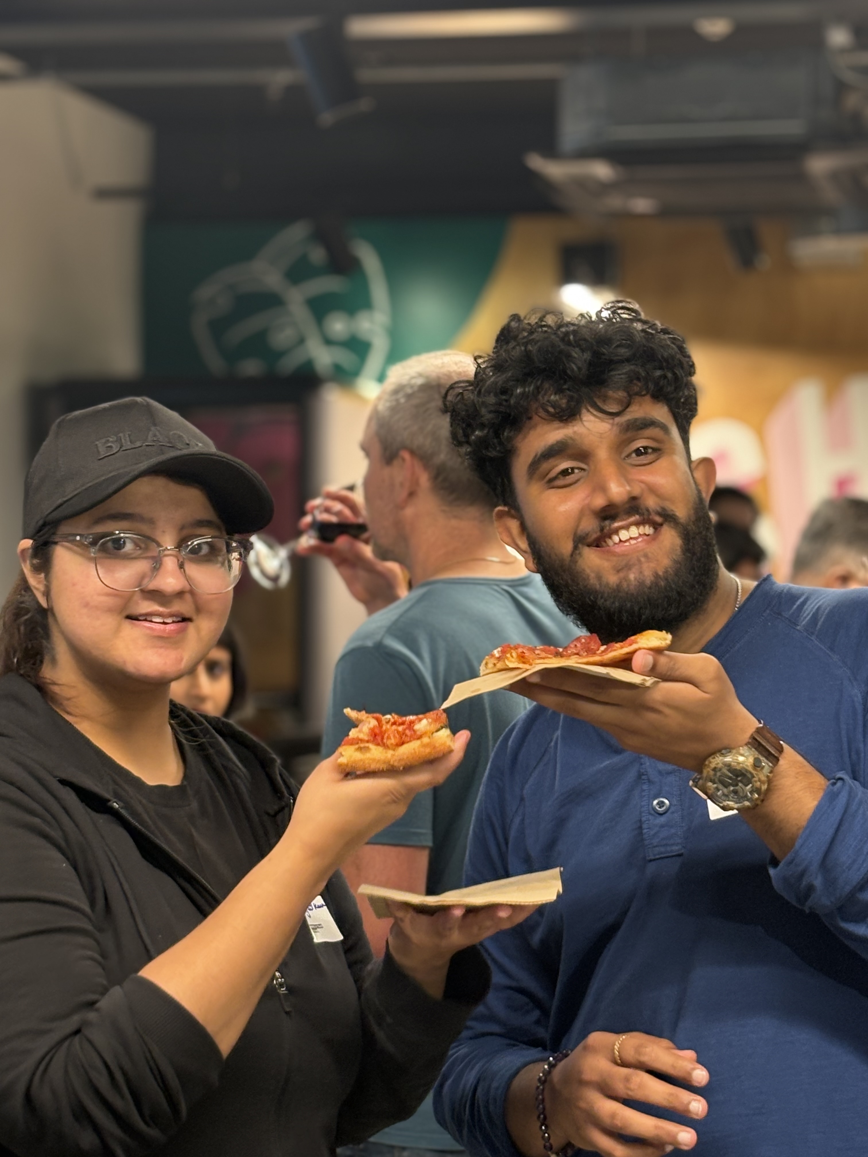 <p>Students network at Migrants in Tech event</p>